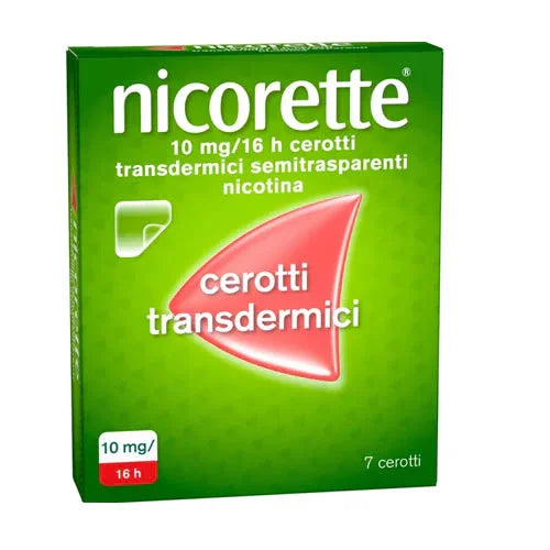 NICORETTE 10 MG/16H CEROTTI TRANSDERMICI 7 CEROTTI SEMITRASPARENTI IN PAPER-PET-AL-COCOEX - Farmaspeed
