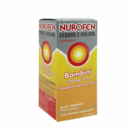 NUROFEN FEBBRE D BAMBINI 100 MG/5 ML SOSPENSIONE ORALE GUSTO ARANCIA SENZA ZUCCHERO FLACONE DA 150 ML CON SIRINGA PER SOMMINISTRAZIONE ORALE - Farmaspeed