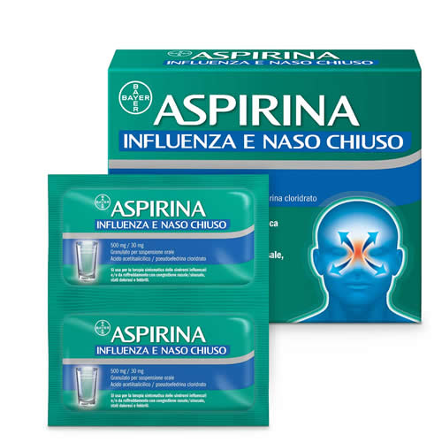 ASPIRINA INFLUENZA E NASO C 500 MG/30 MG GRANULATO PER SOLUZIONE ORALE 10 BUSTINE IN PAP/AL/PE
