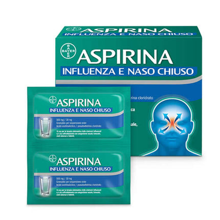 ASPIRIN INFLUENZA AND NOSE C 500 MG/30 MG GRANULES FOR ORAL SOLUTION 20 SACHETS IN PAP/AL/PE