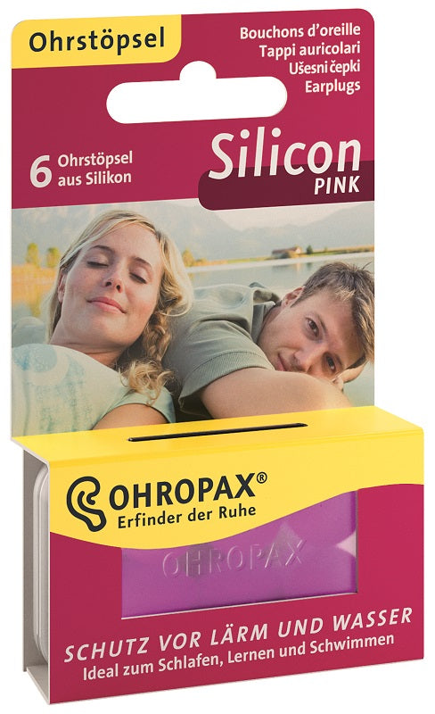 Ohropax silicone pink earplugs, 6 pieces