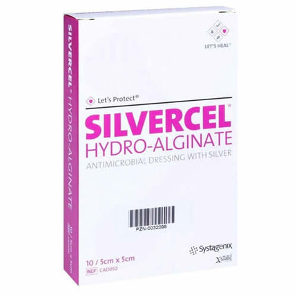 SYLVERCEL MEDICAZIONE IN IDROALGINATO CON FIBRE DI NYLON E ARGENTO 5X5CM 10 PEZZI