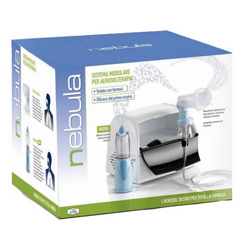 AEROSOL SISTEMA MODULARE NEBULA CON AMPOLLA M2000+MASCHERA+SOLUZIONE NASALE RINOWASH PER TERAPIE INALATORIE