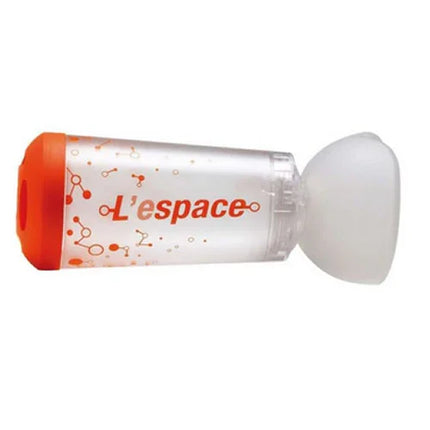 CAMERA DISTANZIATRICE PER EROGATORI SPRAY PREDOSATI L'ESPACE 220ML PER NEONATI SPAZIO MORTO 34ML CON MASCHERA VALVOLA INSPIRAZIONE 2 VALVOLE ESPIRAZIONE CODICE COLORE ARANCIO - Farmaspeed