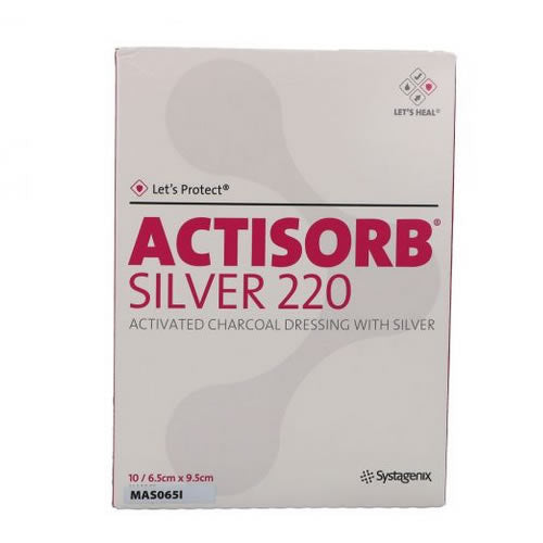 MEDICAZIONE IN CARBONE ATTIVO CON ARGENTO ACTISORB SILVER 6,5X9,5 10 PEZZI