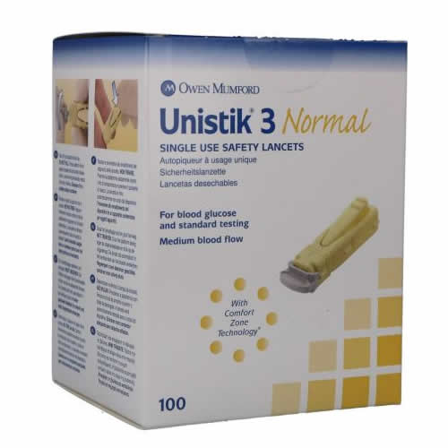 UNISTIK NORMAL FINGERPRINT LANCETS WITH SAFETY DEVICE 100 PIECES PROFAR