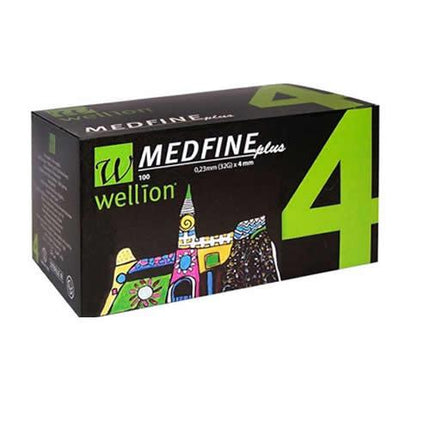 AGO PER PENNA DA INSULINA WELLION MEDFINE PLUS 4 32 GAUGE LUNGHEZZA 4 MM 100 PEZZI - Farmaspeed