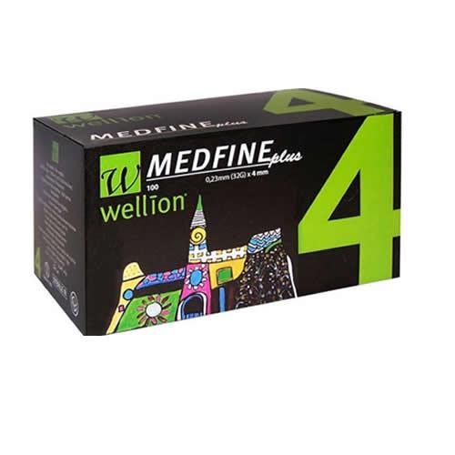 AGO PER PENNA DA INSULINA WELLION MEDFINE PLUS 4 32 GAUGE LUNGHEZZA 4 MM 100 PEZZI - Farmaspeed