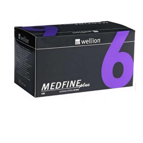 AGO PER PENNA DA INSULINA WELLION MEDFINE PLUS 6 31 GAUGE LUNGHEZZA 6 MM 100 PEZZI - Farmaspeed