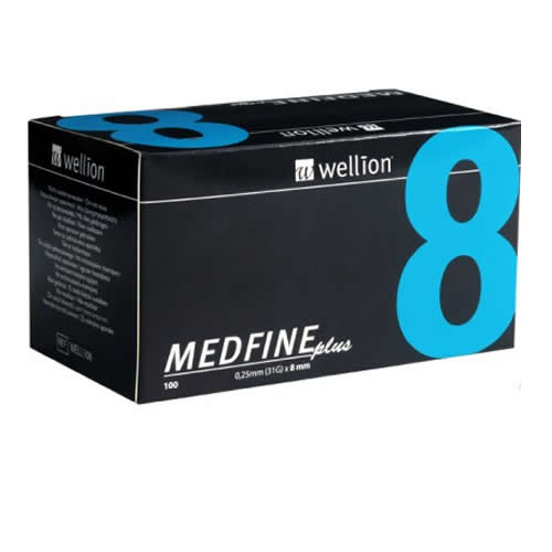 WELLION MEDFINE PLUS 8 INSULIN PEN NEEDLE 31 GAUGE LENGTH 8 MM 100 PIECES