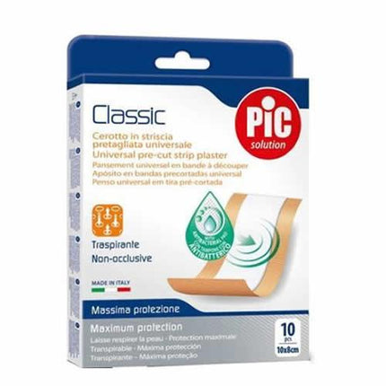 CEROTTO PIC CLASSIC STRISCIA 10X8 CM ANTIBATTERICO 10 PEZZI - Farmaspeed
