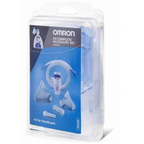 OMRON A3 COMPLETE KIT RICAMBIO AMPOLLA REGOLABILE + TUBO + MASCHERINA PEDIATRICA + MASCHERINA ADULTI + FORCELLE NASALI + BOCCAGLIO - Farmaspeed
