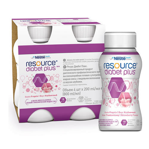 RESOURCE DIABET PLUS STRAWBERRY 4 X 200 ML
