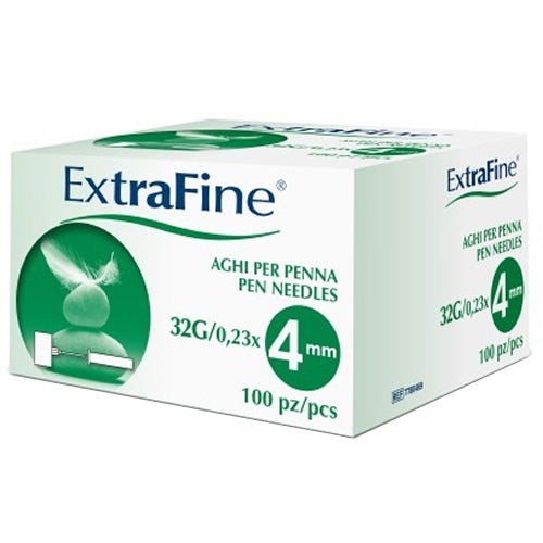 INSULIN PEN NEEDLE EXTRAFINE GAUGE 32 4 MM 100 PIECES