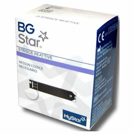 STRISCE REATTIVE MISURAZIONE GLICEMIA BGSTAR MYSTAR 25 PEZZI