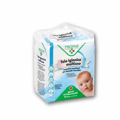 TELO IGIENICO MULTIUSO PROFAR SEMPRE ASCIUTTO PER NEONATI E BAMBINI 60X60CM 10 PEZZI - Farmaspeed