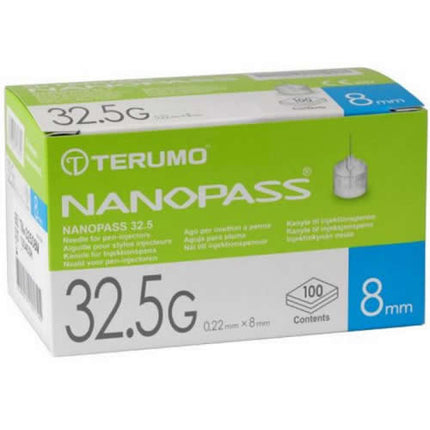 NANOPASS INSULIN PEN NEEDLE 32.5 GAUGE LENGTH 8 MM 100 PIECES
