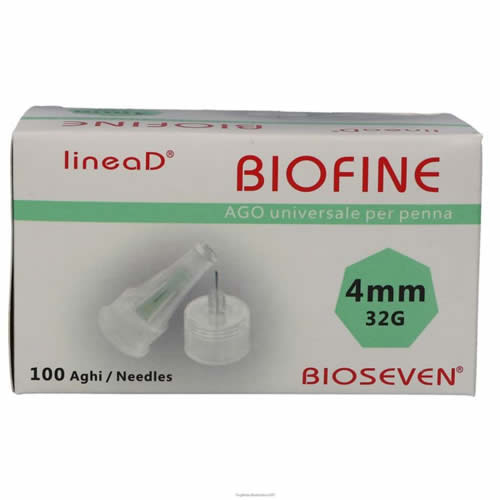 AGO PER PENNA DA INSULINA LINEA D BIOFINE GAUGE 32 LUNGHEZZA 4 MM 100 PEZZI