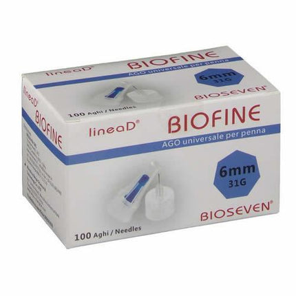 AGO PER PENNA DA INSULINA LINEA D BIOFINE GAUGE 31 LUNGHEZZA 6 MM 100 PEZZI - Farmaspeed