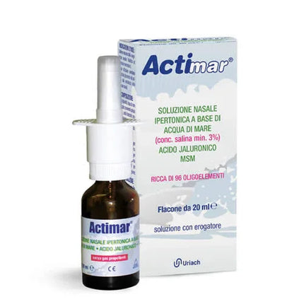 ACTIMAR SOLUZIONE NASALE SPRAY SALINA 3% CON ACIDO IALURONICO + MSM 20 ML CON EROGATORE - Farmaspeed