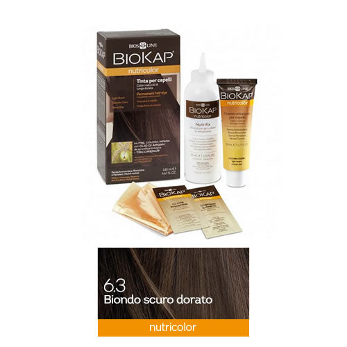 BIOKAP NUTRICOLOR 6,3 BIONDO ORO SCURO TINTA TUBO + FLACONE