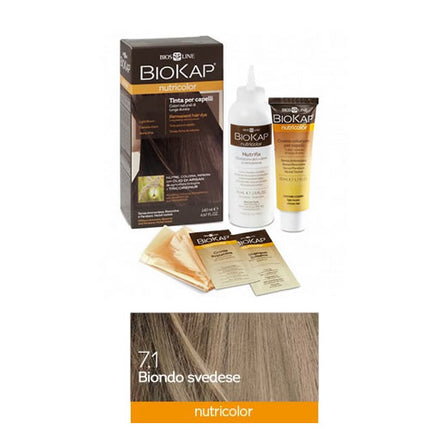 BIOKAP NUTRICOLOR 7,1 NEW BIONDO SVEDESE TINTA TUBO + FLACONE