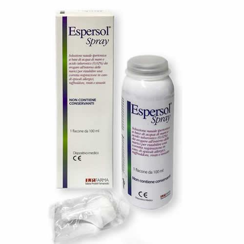SOLUZIONE NASALE ESPERSOL SPRAY IPERTONICA A BASE DI ACQUA DI MARE E ACIDO IALURONICO 0,02% 100ML - Farmaspeed