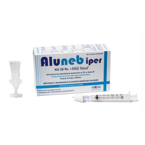 ALUNEB KIT SOLUZIONE IPERTONICA 3% 20 FLACONCINI + MAD NASAL ATOMIZZATORE