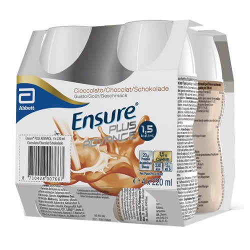 ENSURE PLUS ADVANCE CHOCOLATE 4 BOTTLES OF 220 ML