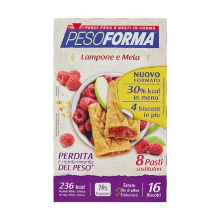 PESOFORMA BISCOTTI LAMPONE E MELA 16 BISCOTTI X 33G 8 PASTI SOSTITUTIVI - Farmaspeed