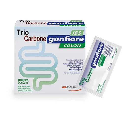 TRIOCARBONE GONFIORE IBS 10 BUSTE DUOCAM DA 2 G + 1,5 G - Farmaspeed
