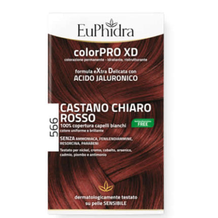 EUPHIDRA COLORPRO GEL COLORANTE CAPELLI XD 566 CASTANO CHIARO ROSSO 50 ML + ATTIVANTE + BALSAMO + GUANTI