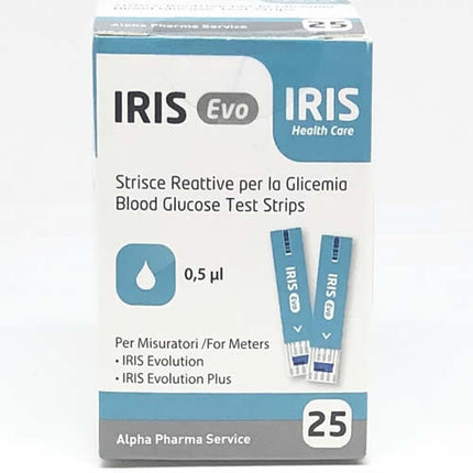 STRISCE MISURAZIONE GLICEMIA IRIS EVO 25 PEZZI