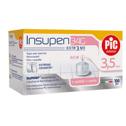 INSULIN PEN NEEDLE PIC INSUPEN ADVANCED GAUGE 34X3.5 MM 100 PIECES