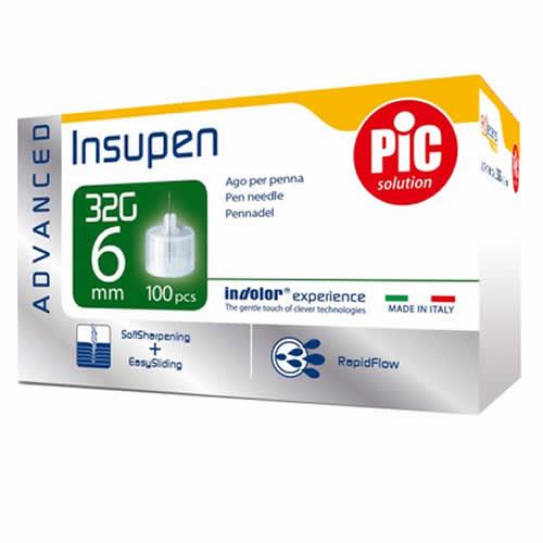 AGO PENNA INSULINA PIC INSUPEN ADVANCED GAUGE 32X6 MM 100 PEZZI - Farmaspeed