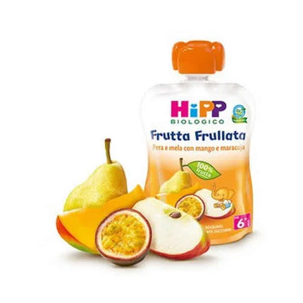 HIPP BIO FRUTTA FRULLATA PERA/MELA CON MANGO E MARACUJA 90 G - Farmaspeed