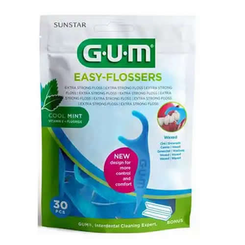 GUM EASY FLOSSERS FORK 30 PIECES NEW