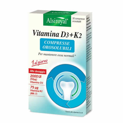 ALSIROYAL VITAMIN D3+K2 30 TABLETS IN ODOUR