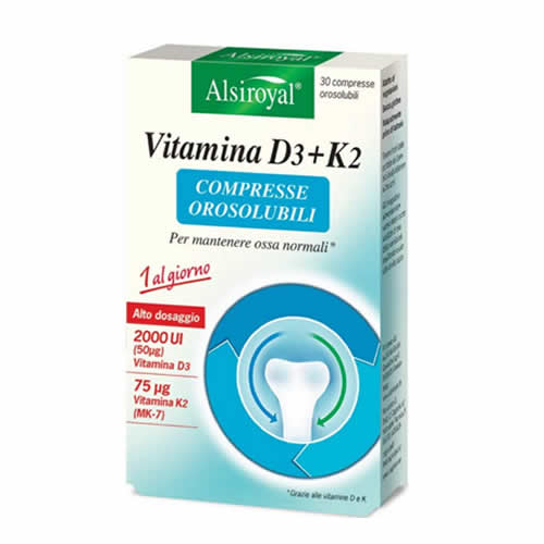 ALSIROYAL VITAMIN D3+K2 30 TABLETS IN ODOUR
