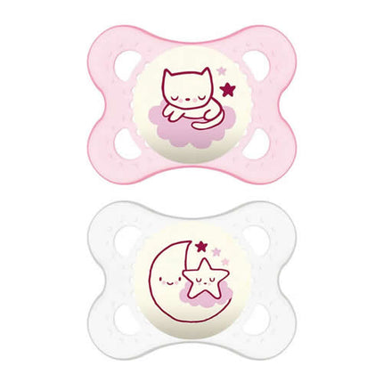 MAM SUCCHIETTO ORIGINAL NIGHT 2-6 MESI SILICONE FEMMINA 2 PEZZI