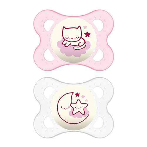 MAM SUCCHIETTO ORIGINAL NIGHT 2-6 MESI SILICONE FEMMINA 2 PEZZI