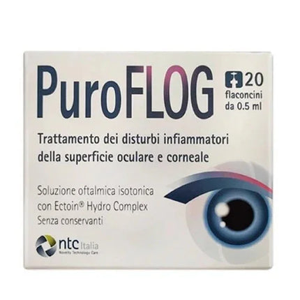 SOLUZIONE OFTALMICA ISOTONICA PUROFLOG CON ECTOIN HYDRO COMPLEX 20 FLACONCINI MONODOSE X 0,5 ML - Farmaspeed