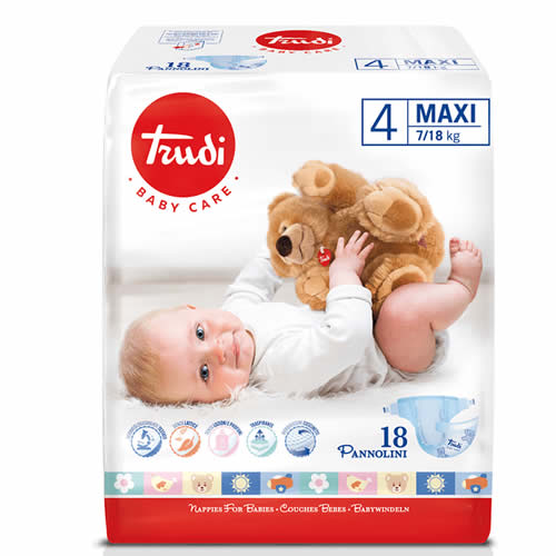 TRUDI BABY CARE PANNOLINO BAMBINI MAXI 7/18 KG 18 PEZZI
