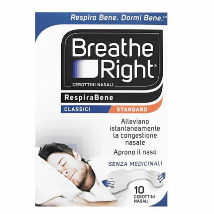 CEROTTI NASALI BREATHE RIGHT CLASSICI 10 PEZZI - Farmaspeed