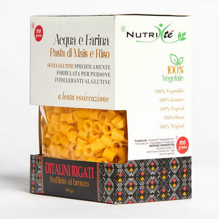 NUTRI TE' DITALINI RIGATI WATER AND CORN AND RICE FLOUR 250 G