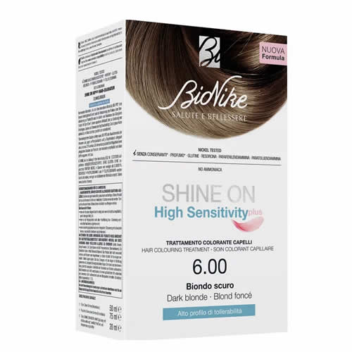 SHINE ON HIGH SENSITIVITY PLUS BIONDO SCURO 6,00 RIVELATORE IN CREMA 75 ML + CREMA COLORANTE 50 ML
