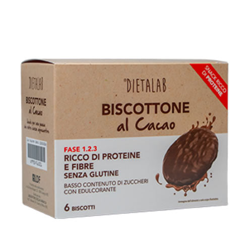 DIETALAB BISCOTTONE AL CACAO 6 PEZZI SENZA GLUTINE CON EDULCORANTE