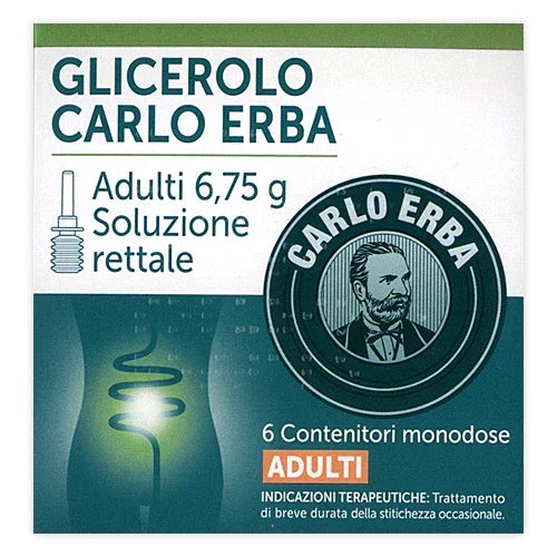 GLICEROLO ADULTI 6,75 G SOLUZIONE RETTALE 6 CONTENITORI MONODOSE CON CAMOMILLA E MALVA - Farmaspeed