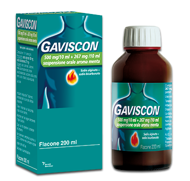 GAVISCON 500 MG/10 ML + 267 MG/10 ML SOSPENSIONE ORALE AROMA MENTA FLACONE DA 200 ML