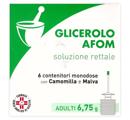 AFOM ADULT GLYCEROL 6.75 G RECTAL SOLUTION 6 SINGLE-DOSE CONTAINERS WITH CHAMOMILE AND MALLOW